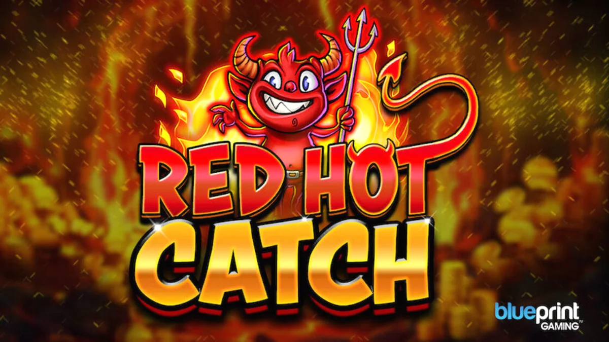 Isang visual na representasyon ng Red Hot Catch slot na may neon na tema at mga simbolo ng laro.